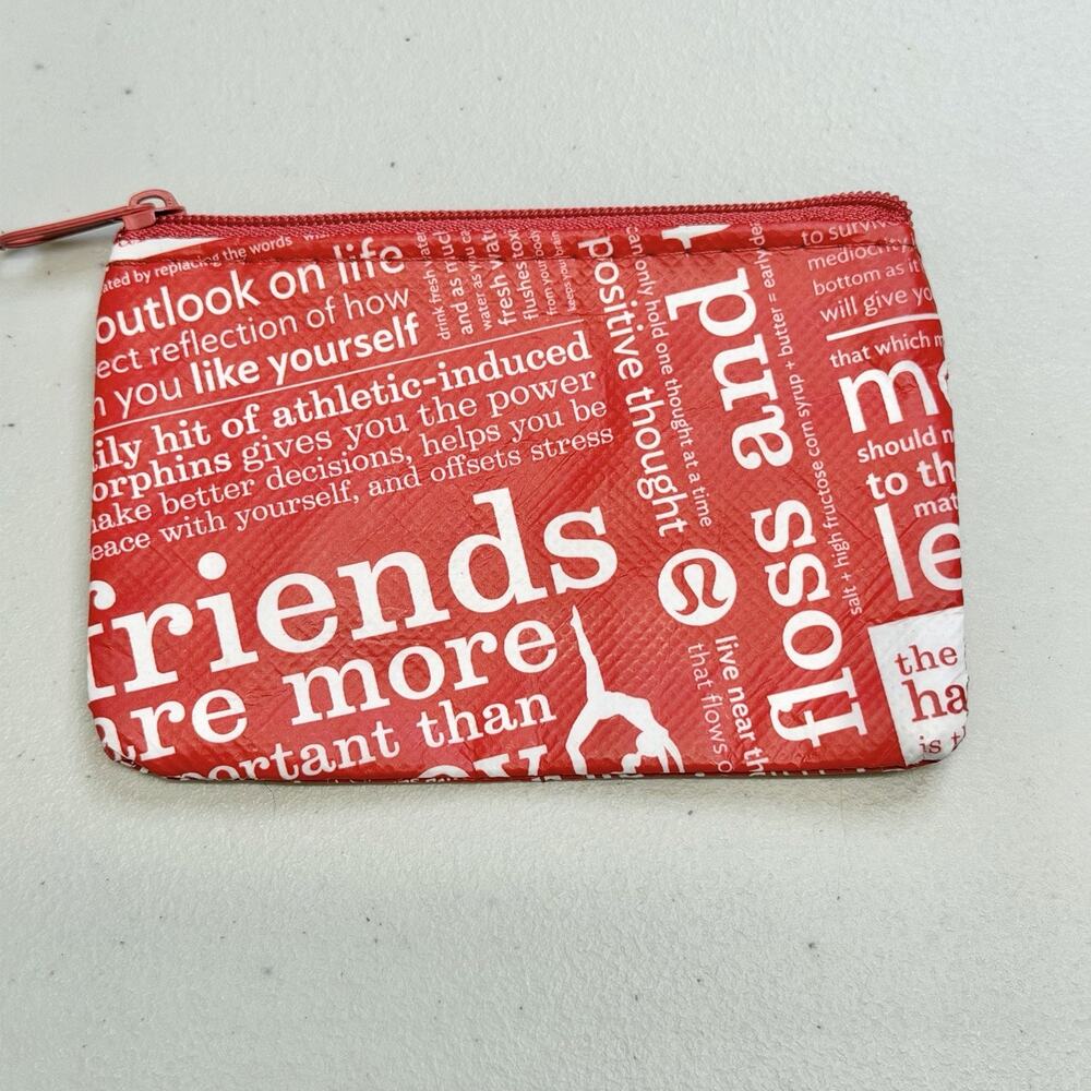 Lululemon Manifesto Zipper Pouch Coin Purse Card Holder Wallet Gift Red White